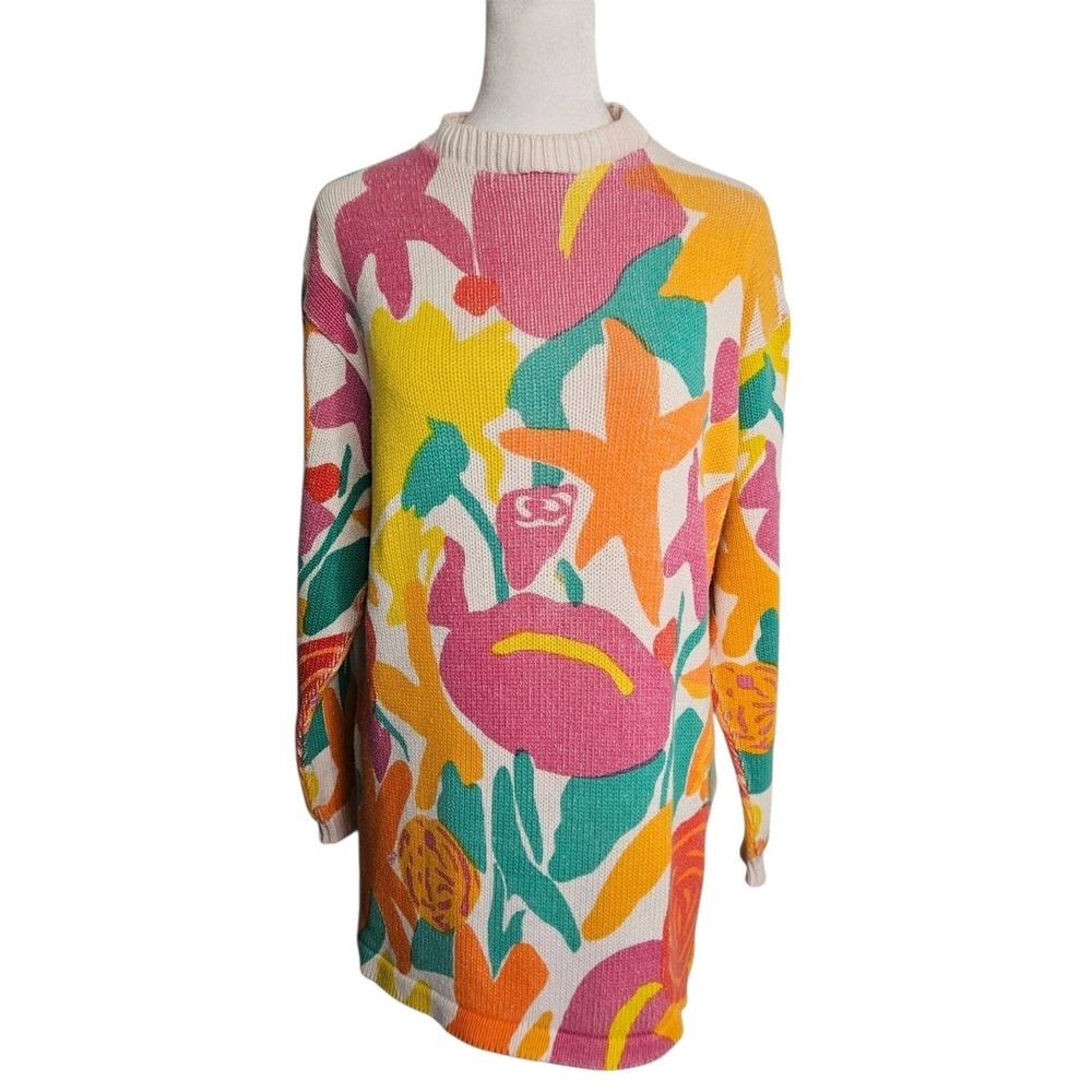 Vintage KEN DONE Art and Design Sweater Size Small RARE USA Colorful Abstract